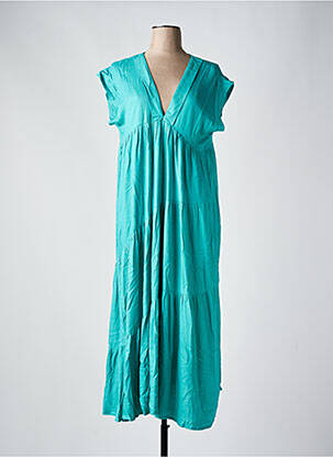 Rochie lungă mâneci scurte mâneci scurte verde GENESIS femeie
