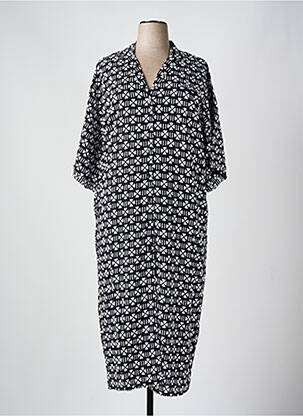 Rochie lungă imprimeu fantezie mâneci 3/4 negru GENESIS femeie