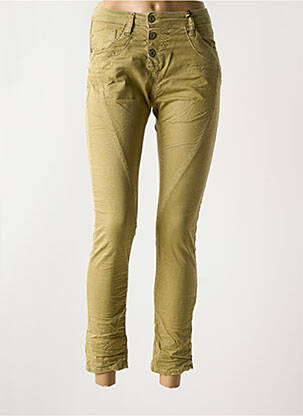Pantalon slim țesătură poplin mărime normală verde PLEASE femeie