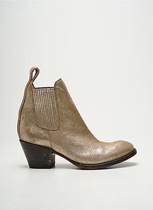 Botine/ghete material neted toc de 4 la 6 cm auriu MEXICANA femeie