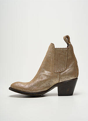 Botine/ghete material neted toc de 4 la 6 cm auriu MEXICANA femeie