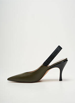 Pantofi cu toc țesătură satinată toc de 7 la 9 cm verde HUGO BOSS femeie