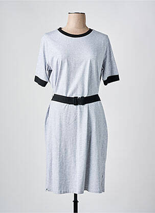 Rochie midi mâneci scurte mâneci scurte gri HUGO BOSS femeie