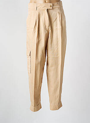 Pantalon drept țesătură poplin mărime normală bej HUGO BOSS femeie