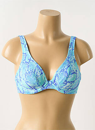 Sutien de costum de baie bretele elastice reglabile sutien balconet cu decolteu înalt albastru FREYA femeie