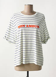 Tricou serigrafie flockată mâneci scurte albastru ICHI femeie