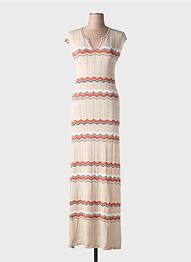 Rochie lungă mâneci scurte mâneci scurte bej CREAM femeie