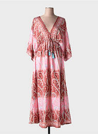 Rochie lungă croială cambrată mâneci 3/4 roșu BOLD & BEAUTIFUL femeie