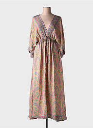 Rochie lungă croială cambrată mâneci 3/4 roz BOLD & BEAUTIFUL femeie
