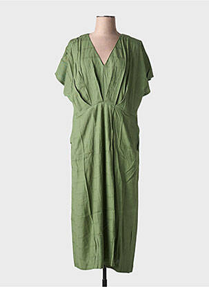 Rochie lungă mâneci scurte mâneci scurte verde PAN femeie