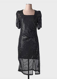 Rochie midi mâneci scurte mâneci scurte negru ICHI femeie