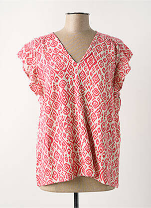 Bluză imprimeu fantezie mâneci scurte roșu ICHI femme