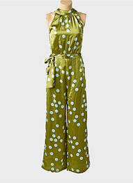 Salopetă-pantalon croială fluidă fără mâneci verde MD'M femeie
