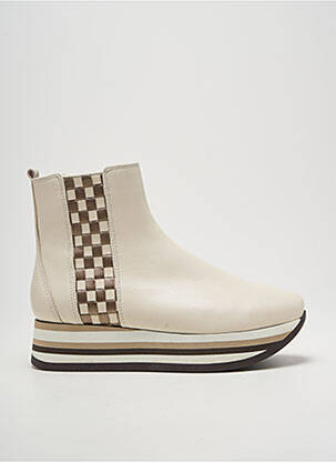 Botine/ghete vârf rotund toc de 4 la 6 cm bej SOFTWAVES femeie