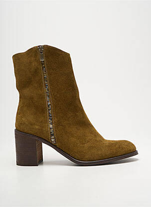 Botine/ghete nubuc toc de 4 la 6 cm verde ALIWELL femeie