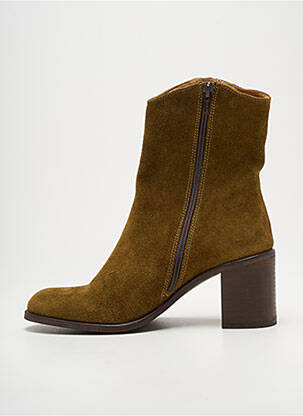 Botine/ghete nubuc toc de 4 la 6 cm verde ALIWELL femeie