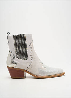 Botine/ghete material neted toc de 4 la 6 cm argintiu CASTA femeie