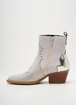 Botine/ghete material neted toc de 4 la 6 cm argintiu CASTA femeie