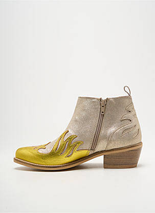 Botine/ghete țesătură satinată toc de 4 la 6 cm galben MINKA DESIGN femeie