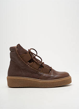 Adidași material neted toc de 4 la 6 cm maro SMS femeie