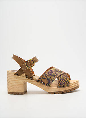 Sandale/pantofi decupați material neted toc de 4 la 6 cm maro MINKA DESIGN femeie