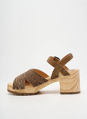 Sandale/pantofi decupați material neted toc de 4 la 6 cm maro MINKA DESIGN femeie