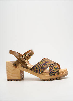 Sandale/pantofi decupați semi compensat toc de 7 la 9 cm maro MINKA DESIGN femeie