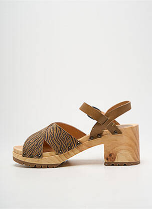 Sandale/pantofi decupați semi compensat toc de 7 la 9 cm maro MINKA DESIGN femeie
