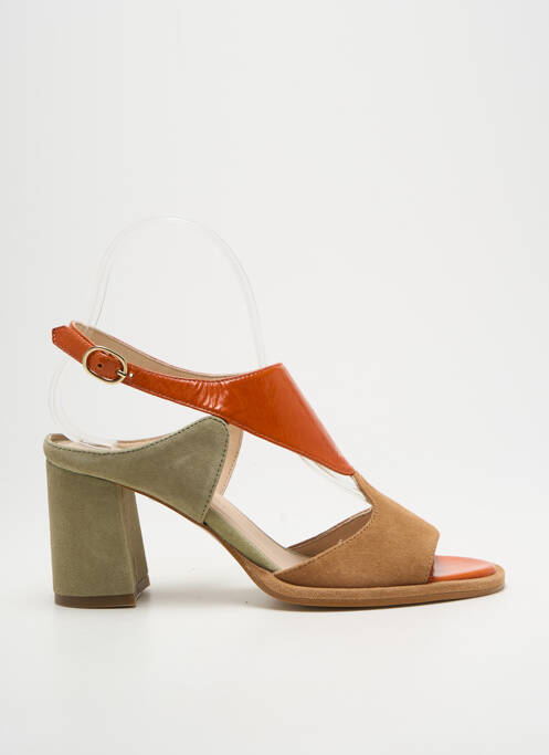 Sandale/pantofi decupați toc pătrat toc de 7 la 9 cm portocaliu ROSEMETAL femme