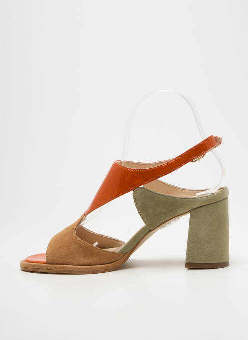 Sandale/pantofi decupați toc pătrat toc de 7 la 9 cm portocaliu ROSEMETAL femme