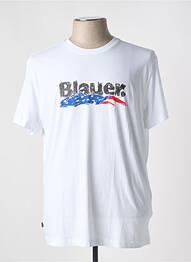 Tricou croială dreaptă mâneci scurte alb BLAUER homme