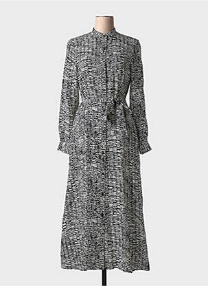 Rochie lungă imprimeu fantezie mâneci lungi negru HUGO BOSS femeie