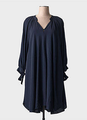 Rochie midi croială fluidă mâneci lungi albastru HUGO BOSS femeie