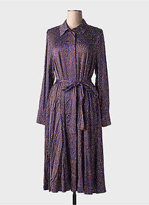 Rochie midi imprimeu fantezie mâneci lungi violet HUGO BOSS femeie