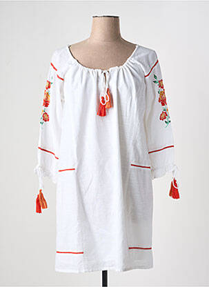 Rochie scurtă mâneci 3/4 mâneci 3/4 alb SENORETTA femeie