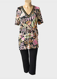 Pijama decolteu în v negru CHERIE LINE femme