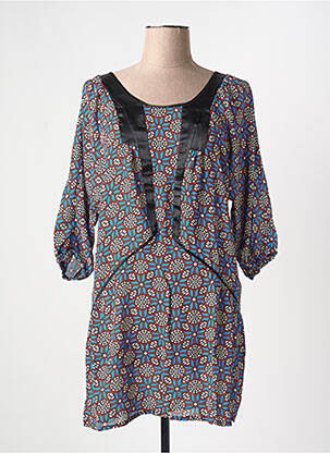 Rochie scurtă mâneci 3/4 mâneci 3/4 albastru ARELINE femeie