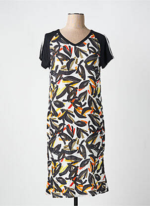Rochie midi imprimeu fantezie mâneci scurte negru TELMAIL femeie
