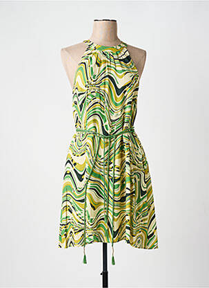 Rochie midi imprimeu fantezie fără mâneci verde FREEMAN T.PORTER femeie