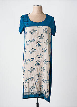 Rochie midi imprimeu fantezie mâneci scurte albastru NICE THINGS femeie