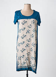 Rochie midi imprimeu fantezie mâneci scurte albastru NICE THINGS femeie