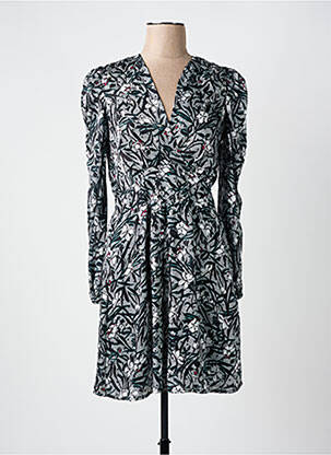 Rochie midi imprimeu floral mâneci lungi negru MORGAN femeie