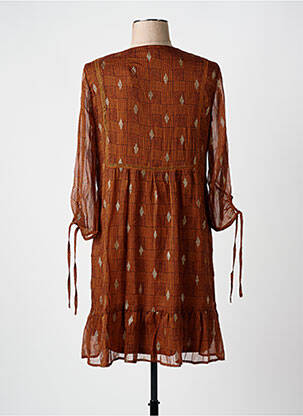 Rochie scurtă croială fluidă mâneci lungi portocalie GRACE & MILA femeie