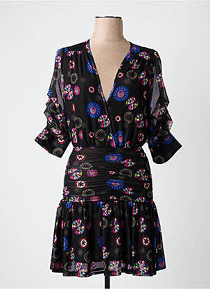 Rochie scurtă mâneci 3/4 mâneci 3/4 negru DESIGUAL femeie