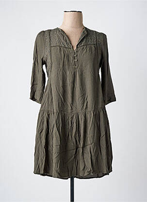 Rochie scurtă croială fluidă mâneci 3/4 verde SEE U SOON femeie