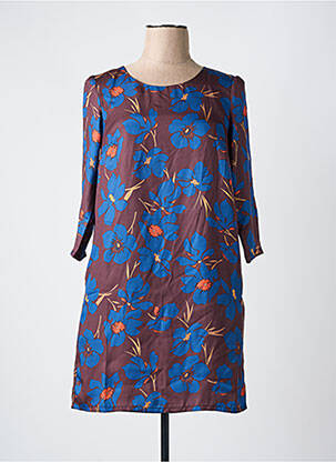 Rochie scurtă mâneci 3/4 mâneci 3/4 maro SEE U SOON femeie