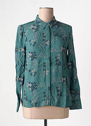 Cămașă țesătură crep mâneci lungi verde SEE U SOON femeie