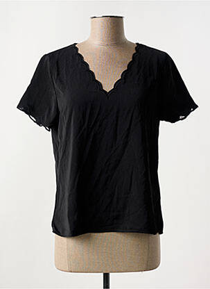 Tricou guler în v mâneci scurte negru GRACE & MILA femeie