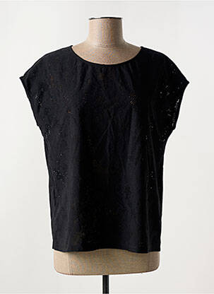 Tricou croială dreaptă mâneci scurte negru SEE U SOON femeie