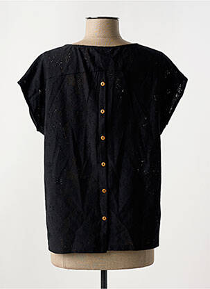 Tricou croială dreaptă mâneci scurte negru SEE U SOON femeie